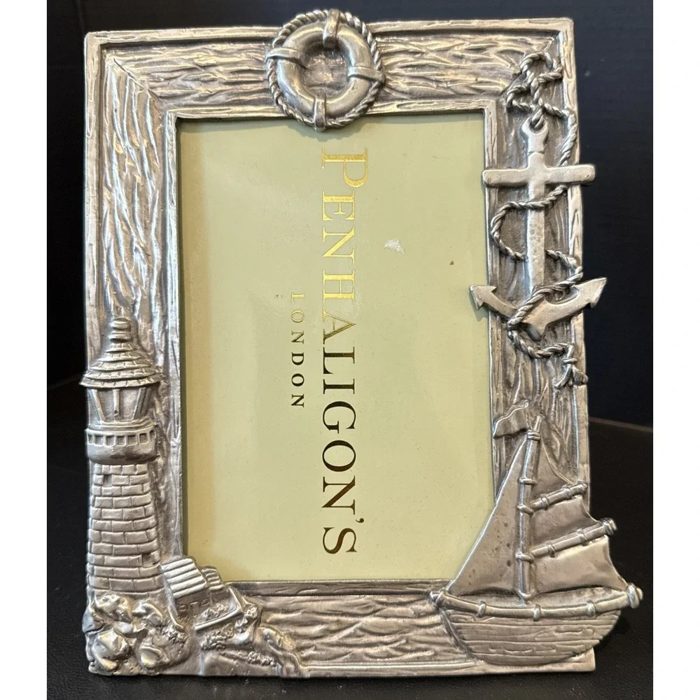 Silver Metal Picture Frame‎ 3 Dimensional Sailboat Lighthouse N0 GLASS 6 X 4